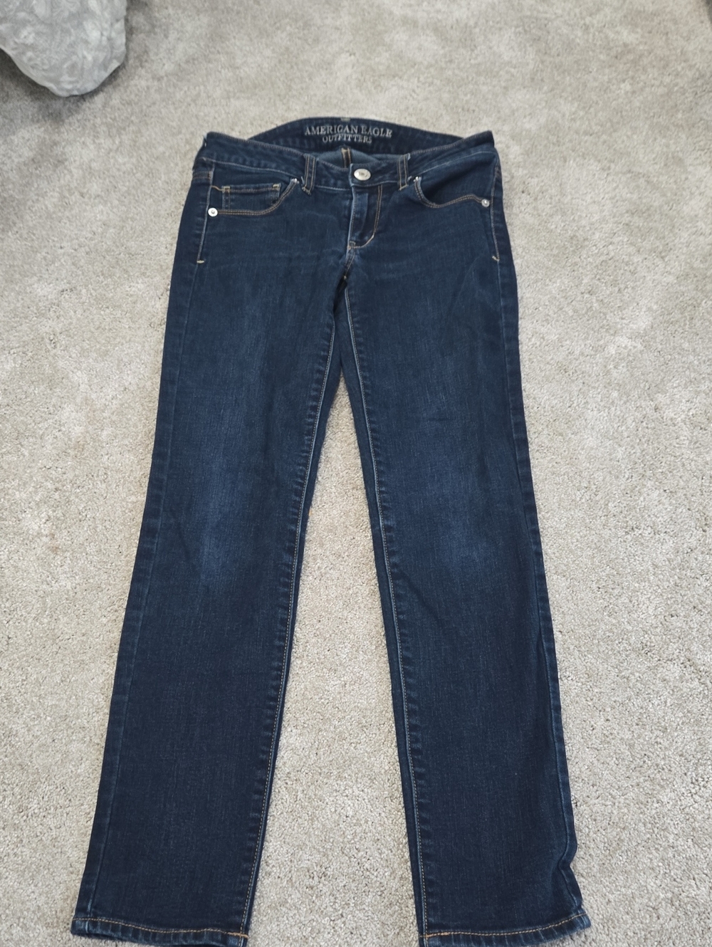 American Eagle Outfitters Dark Blue Straight-Leg Women's Jeans